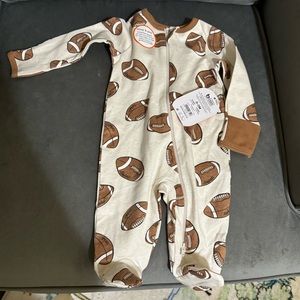 Football footie 0-3M cream background color NWT
